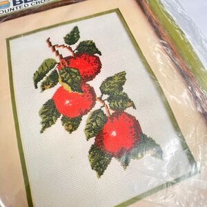 BERNAT H04093 Counted Cross Stitch Kit APPLES Helen Burgess 8x10
